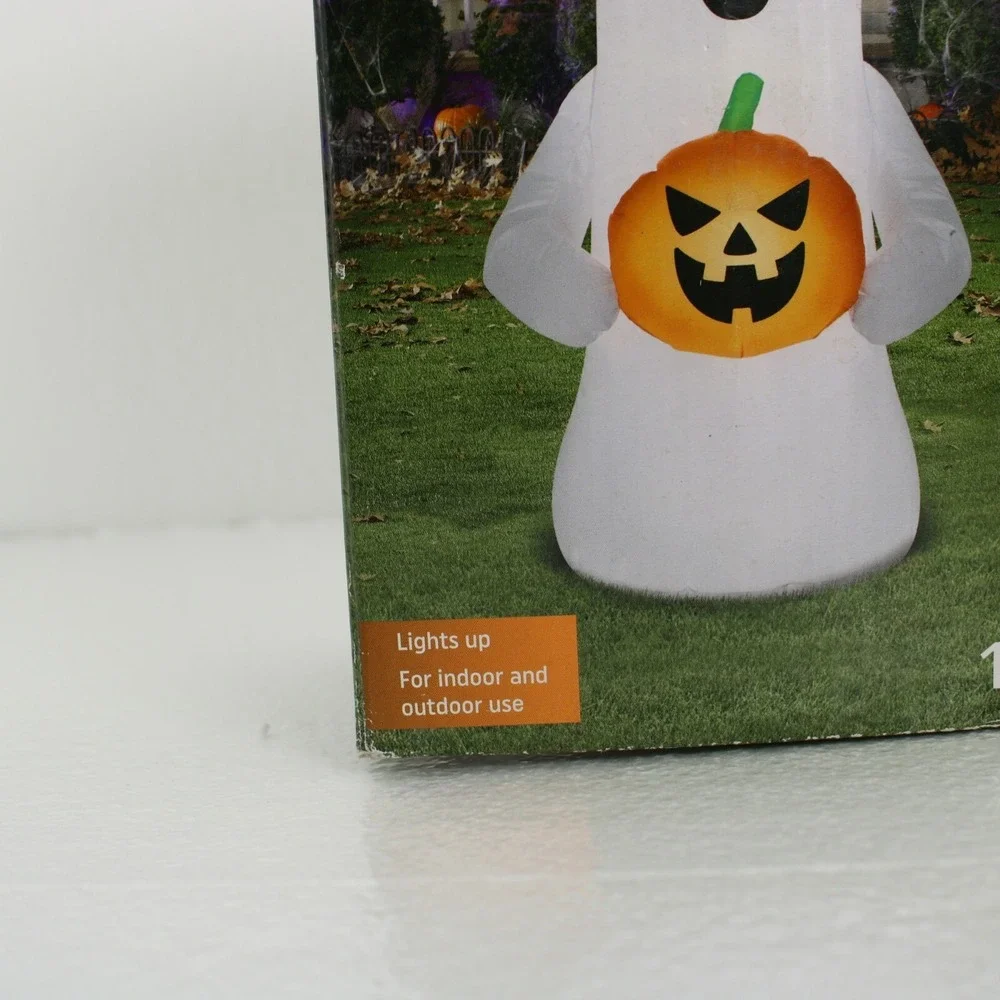 Gemmy Airblown Inflatable Halloween Lights Up Ghost with Hat